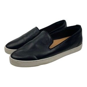 Birdies Women's 8 The Swift Slip On Leather Sneakers Black Comfort White Soles